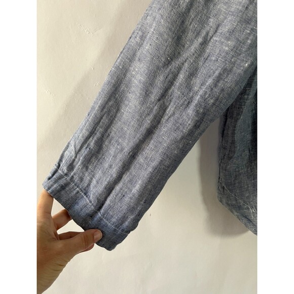 CP Shades Blouse Womens Small Long Sleeve V Neck 100% Linen Lagenlook Beachy - Picture 4 of 7